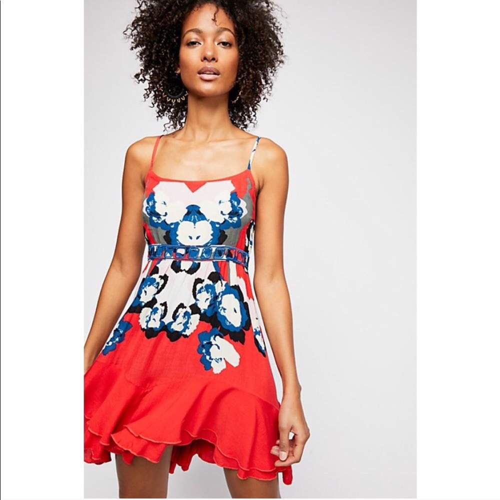 NWT FREE PEOPLE SWEET LUCY FLORAL MINI DRESS SzM Y2K Boho Coastal Cowgirl Summer